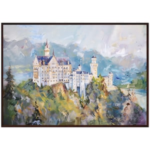 Neuschwanstein Castle Painting Germany Art Print  Germany Travel Poster Germany Travel Gift Ready to Hang Housewarming Gift