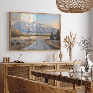 Dipinto del Parco Nazionale del Grand Teton, decorazione western, stampa di montagna, decorazione murale naturalistica, dipinto sulla strada del Grand Teton, decorazione murale con paesaggio montano immagine 2
