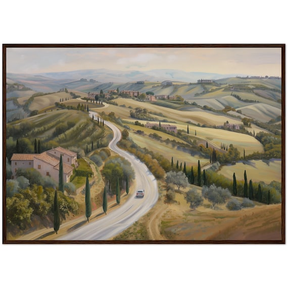 油絵トスカーナ風景 トスカーナの風景油絵 イタリア トスカーナの芸術 厚塗り絵画