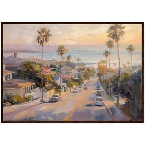 Dipinto di San Diego Sunset Cliff, California, stampa artistica, paesaggio urbano di San Diego, California, USA, pronto da appendere, stampa artistica incorniciata.