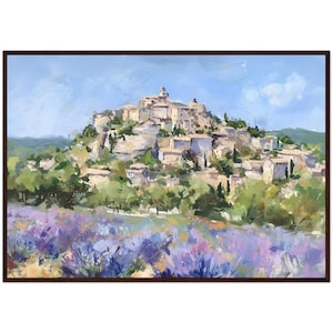 Provence Ölgemälde Frankreich Reise Kunstdruck Provence Gordes Dorf Malerei Lavendelfeld Frankreich fertig zum Aufhängen Wanddekor fertig zum Aufhängen