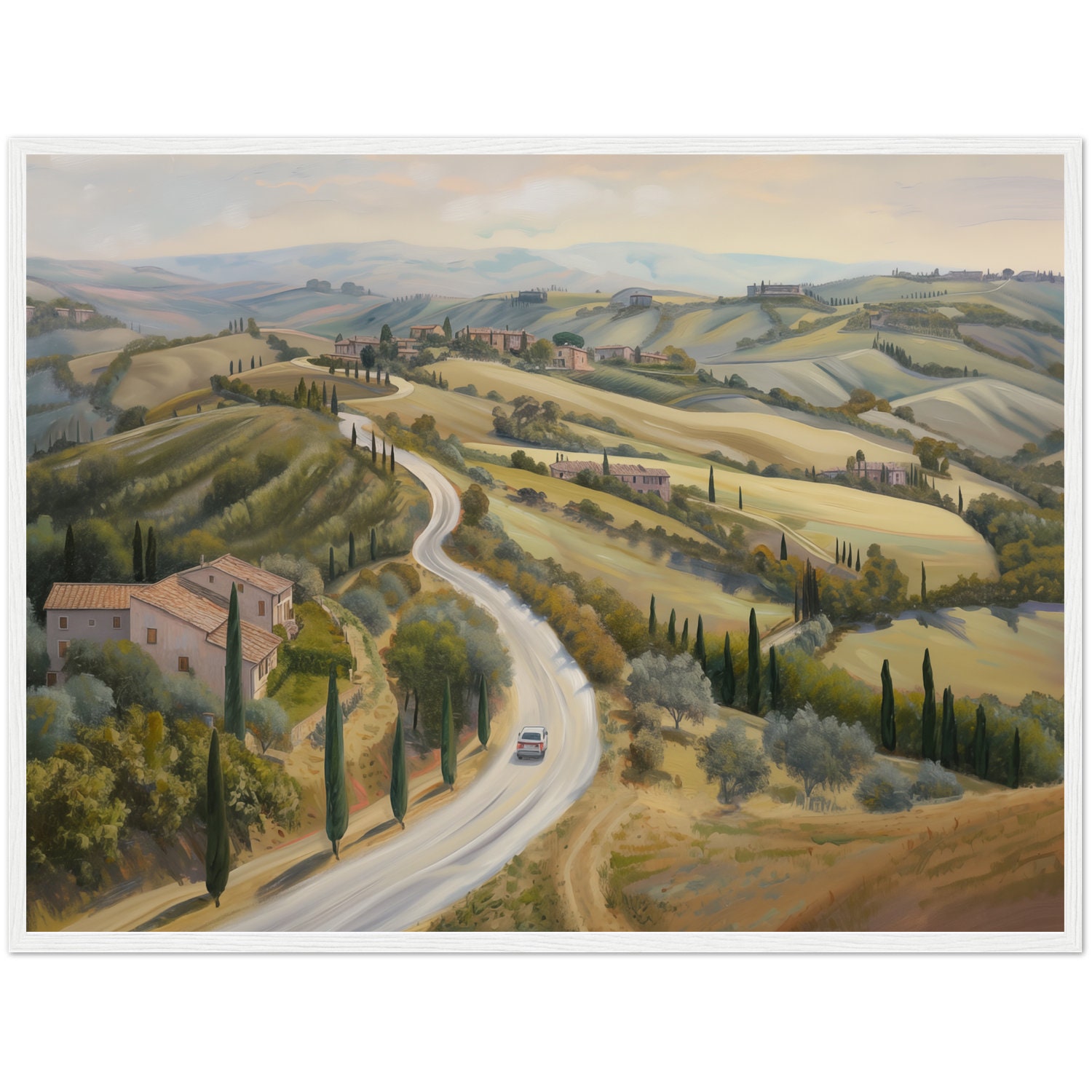 油絵トスカーナ風景 トスカーナの風景油絵 イタリア トスカーナの芸術 厚塗り絵画