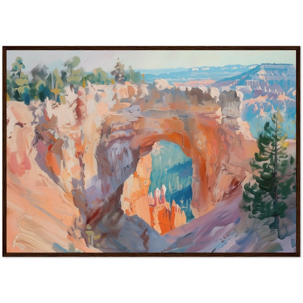 Bryce Canyon National Park Painting Utah Art Print Western Wall Decor Desert Landscape Ready to Hang  Framed Art Natural Bridge Arch