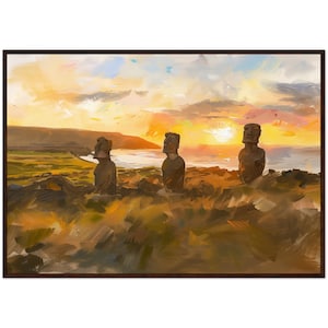 Easter Island Painting Warm Rustic Landscape Painting Chile Art Print Painting  South America Travel fine art print Ready to Hang