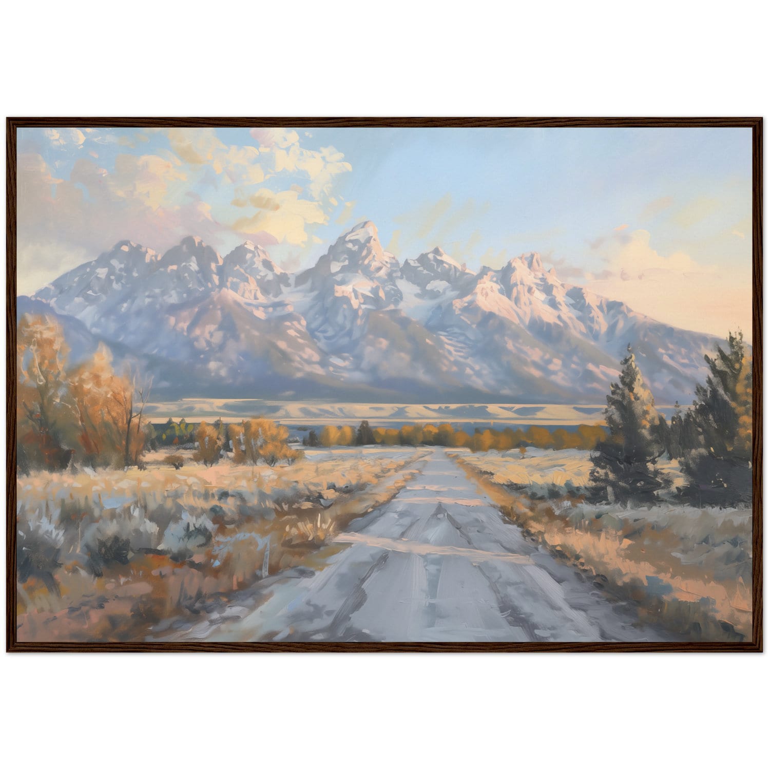 Grand Teton National Park Painting, Western Decor, Mountain Print, Nature Wall Decor Grand Teton Road Painting Mountainscape Wall Decor
