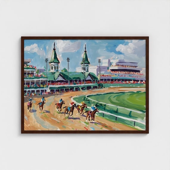 Kentucky Churchill Downs Twin Spires Painting Kentucky Derby Art Print Kentucky Louisville Horse Race Ready to Hang Art Print