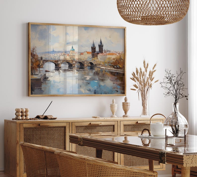 Prague City Painting Art Print Wall Art Impressionism Cityscape Art European City Scene Wall Decor for Travel Lovers Prague Landscape Art image 4