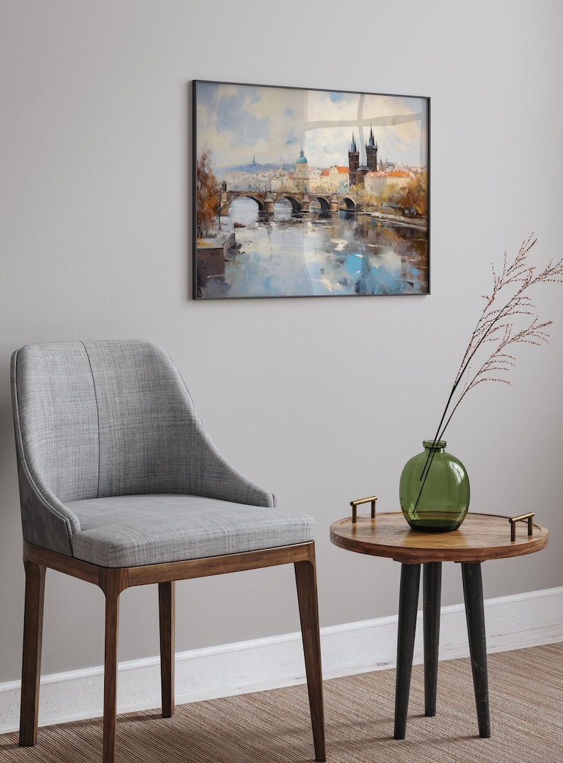 Prague City Painting Art Print Wall Art Impressionism Cityscape Art European City Scene Wall Decor for Travel Lovers Prague Landscape Art image 3