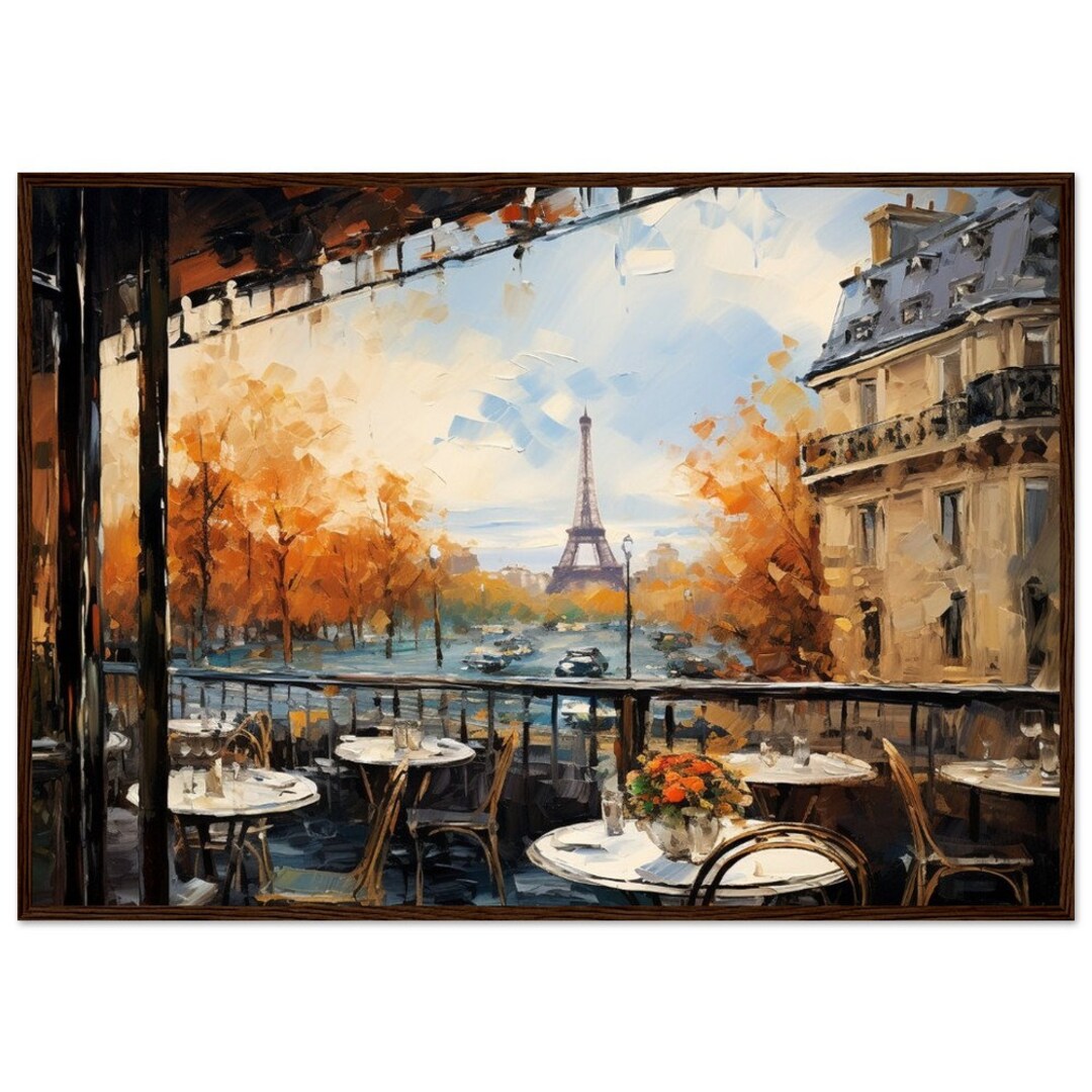Vintage Oil Painting Paris Wall Art Paris Cafe Painting Claude
