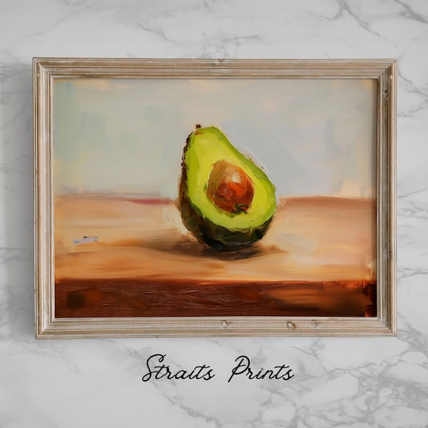 Oil Painting Avocado Art Print Avocado Oil Painting French Kitchen Art Avocado for Restaurant Wall Decor Still Life Oil Painting Download