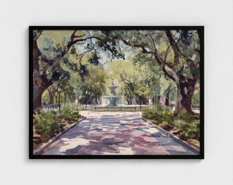 Georgia Savannah Forsyth Park Painting Art Print Georgia USA Art Print GA Wall Art USA Ready to Hang Forsyth Park Fountain Art Print