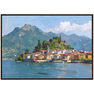Lake Como Oil Painting Original Art Print Bellagio Art Print North Italy Alps Landscape Art Print Impressionist Decor Ready to Hang