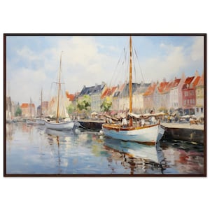 Oil Painting of Copenhagen Wall Art Denmark Painting Impressionism Cityscape Artwork Wall Decor for Travel Lover Scandinavian Landscape Art