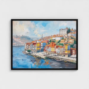Porto Oil Painting Portugal Art Print Porto Cityscape, Portugal Wall Decor Porto Painting, Europe Print, Porto Wall Decor Ready to Hang