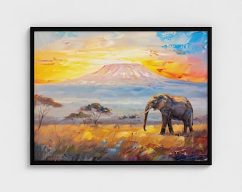 Mount Kilimanjaro Painting Mount Kilimanjaro Art Print Tanzania Travel Poster Africa Art Print Ready to Hang Wall Decor