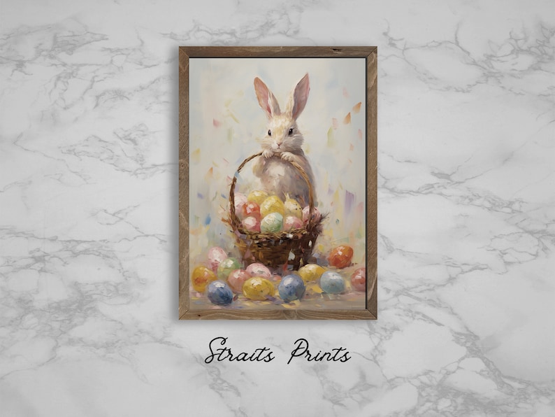 Easter Oil Painting Idea Cute Easter Bunny Impressionism Printable