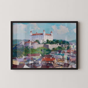 Oil Painting Slovakia Bratislava Art Print Wall Art Painting Bratislava Castle Wall Art Impressionism Art Slovakia Cityscape Ready to Hang