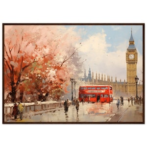 Oil Painting Street View London Wall Art Cityscape Artwork Hand-Painted Urban Scene Wall Decor for Travel Lovers Wall Art City Impressionism