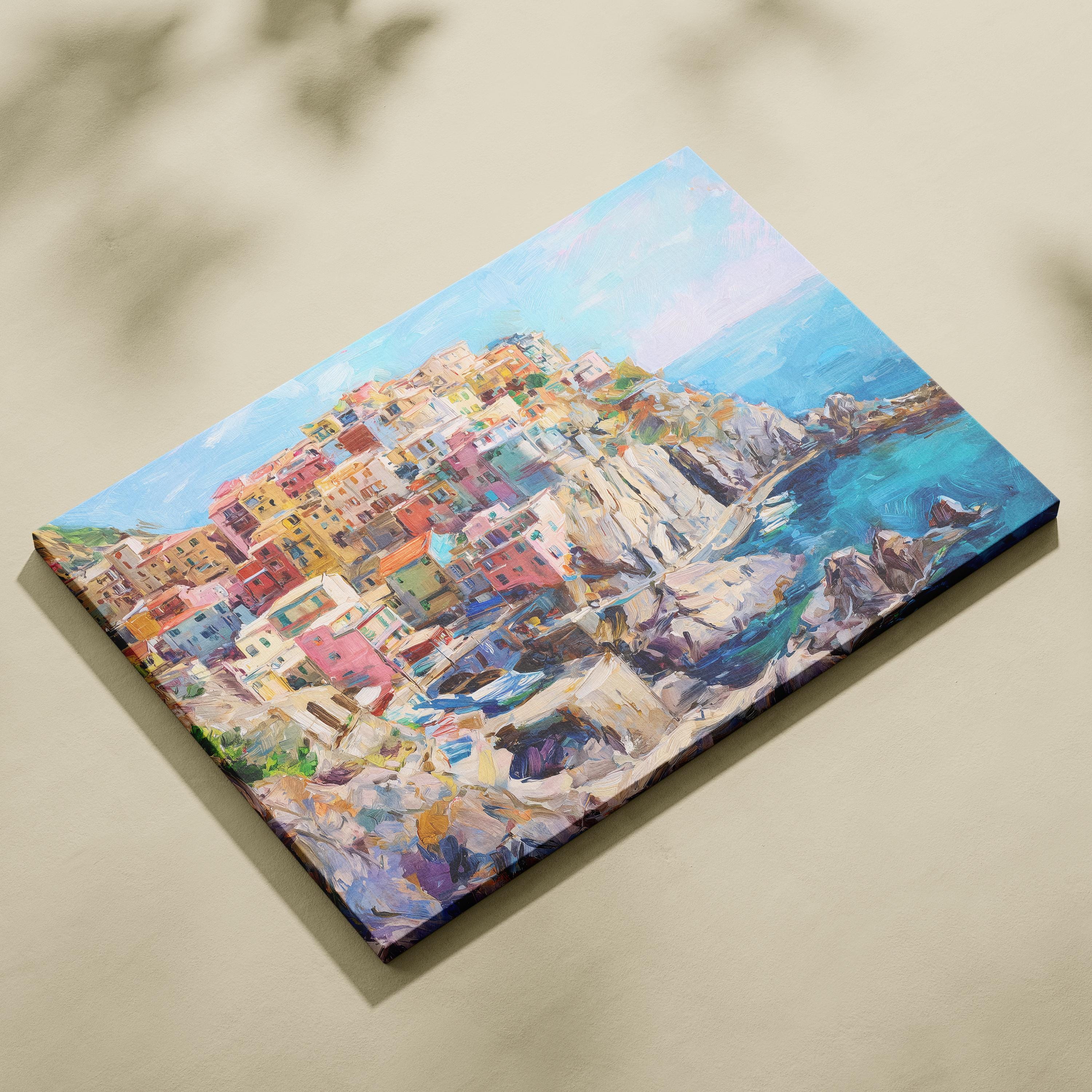 Cinque Terre Oil Painting Art Italy Manarola Village Art Print Cinque ...