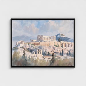 Athens Greece Acropolis Parthenon Painting  Europe Travel fine art print from original oil painting Handmade souvenir Greece Art Print