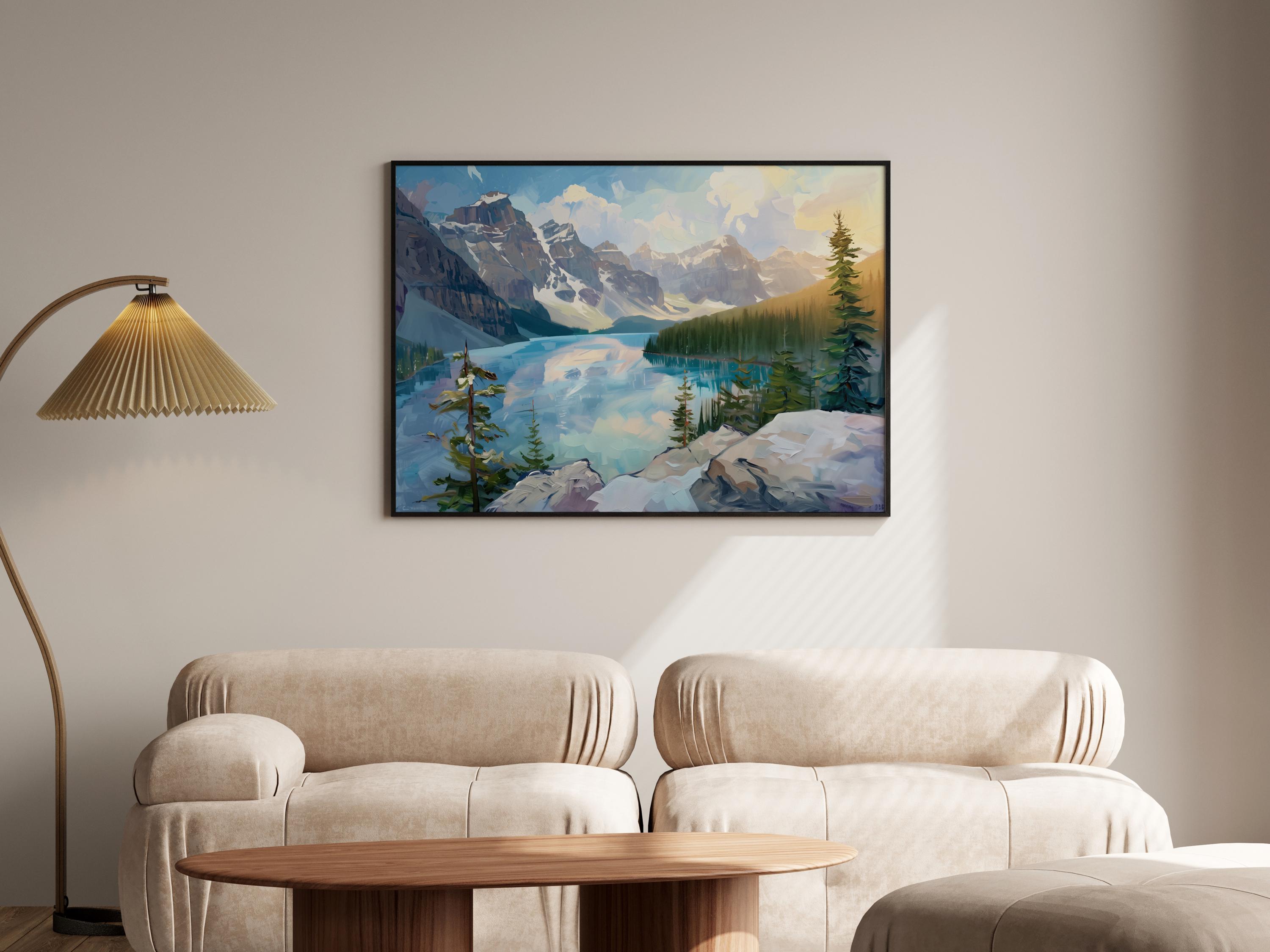 Banff National Park Painting Art Print Canadian Rockies Landscape Wall ...