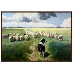 Ölgemälde Schaf Wandkunst Hundemalerei Einzigartiges Geschenk Land Wandkunst Gemälde für Wohnzimmer Dekor Handgemachte Wandkunst Hundewandkunst Alt