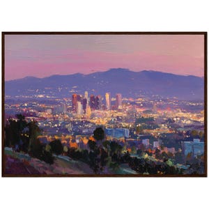 Los Angeles Skyline Painting Los Angeles Art Print Los Angeles Wall Art California Los Angeles Gift Ready to Hang Wall Decor