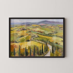 Italy Tuscany Oil Painting Art Print Florence Tuscany  Wall Art Tuscany Countryside Framed Poster Painting Tuscany Rustic Travel Print