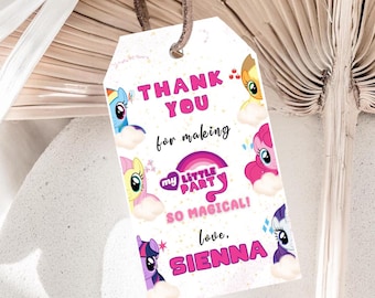 Editable My Little Pony Thank You Tags: Printable Canva Template ...