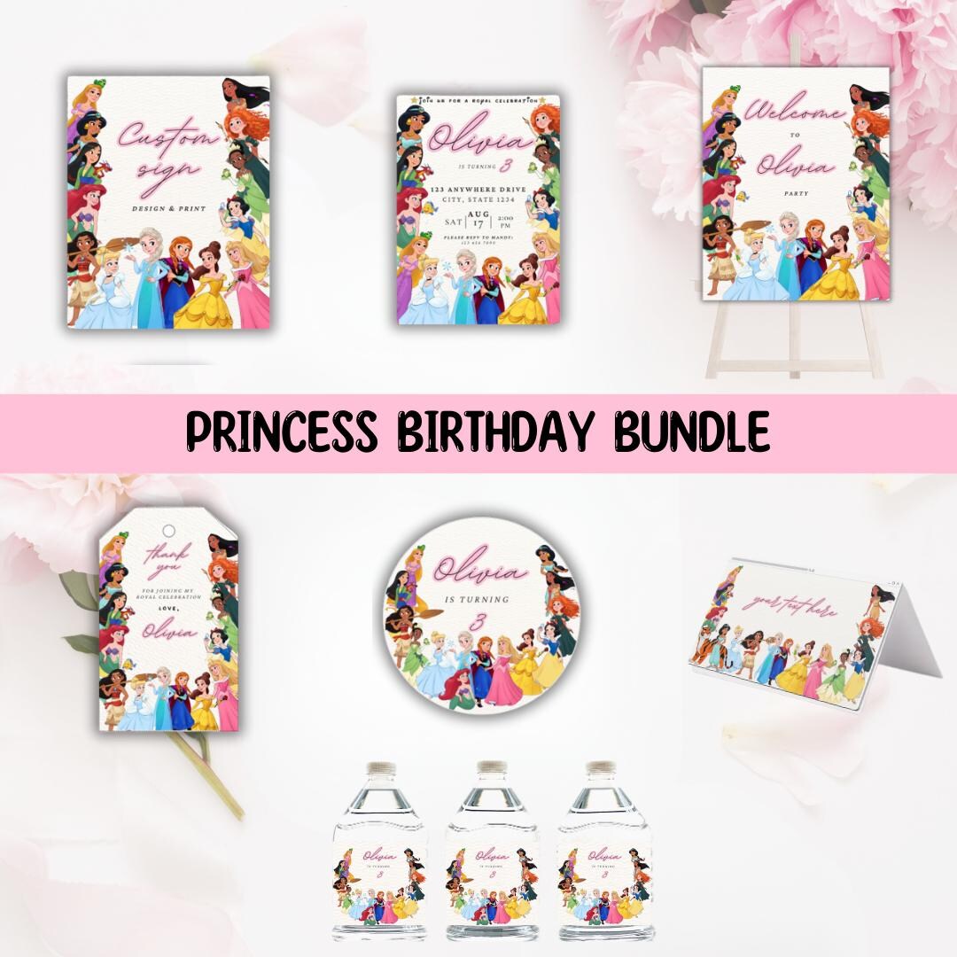 Princess Birthday Invitation Bundle, Princess Invitation Princess Party ...