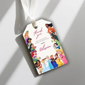 Princess-tag, bedanktags, bewerkbare canva-sjabloon, Princess-bedanktag, PR1