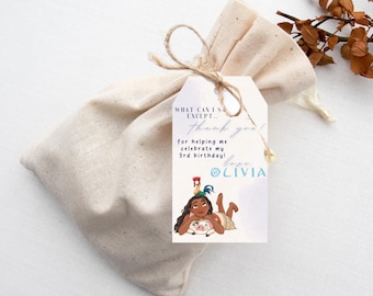 Moana Birthday Thank You Tags, Moana Birthday Party, Party Favor, Canva Editable Template, Thank you tags, MO1