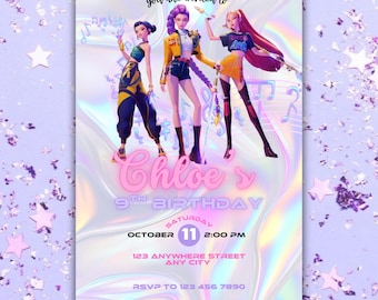 Kpop Demon Hunters Birthday Invitation Template, Editable Canva Template, Kpop Anime Invite, Digital Download, Printable Invite