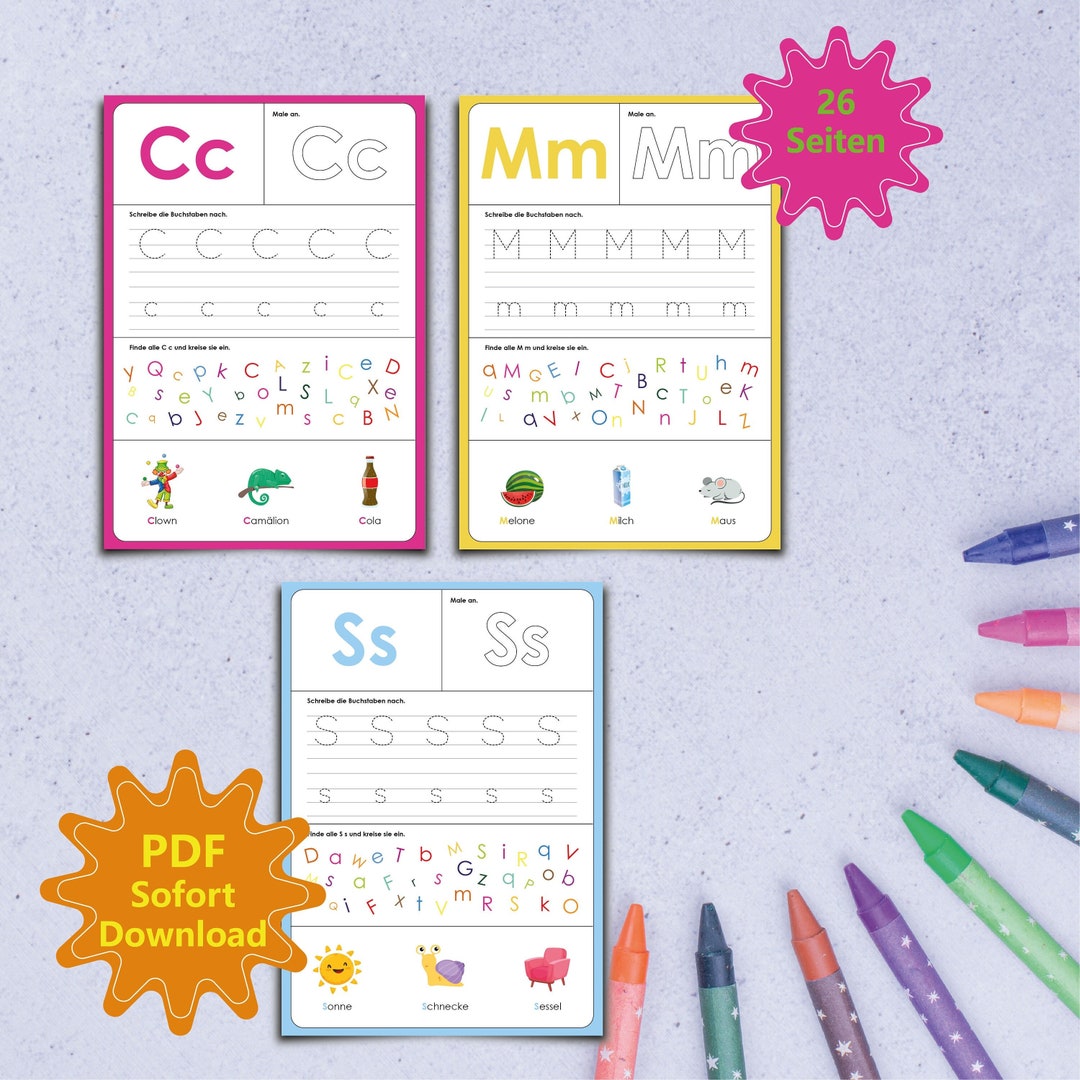 Learn to Write Alphabet Worksheets PDF Printable - Etsy