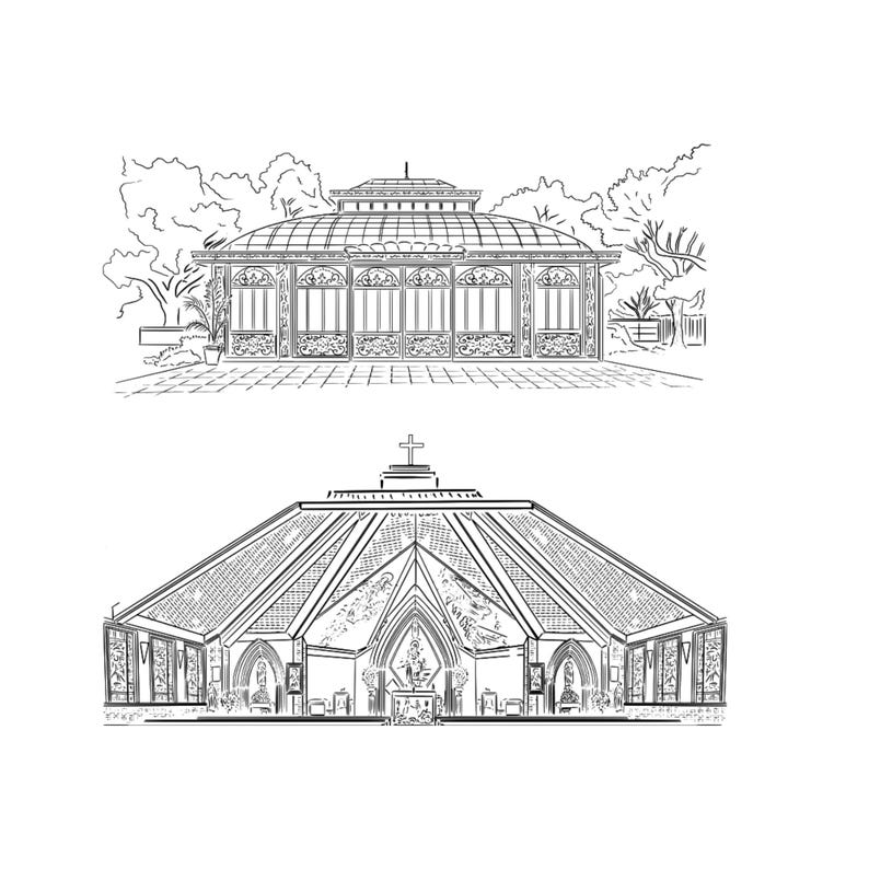 Ilustración personalizada de lugar de boda, ilustración personalizada para invitaciones de boda, lugar personalizado dibujado a mano, dibujo personalizado imagen 11