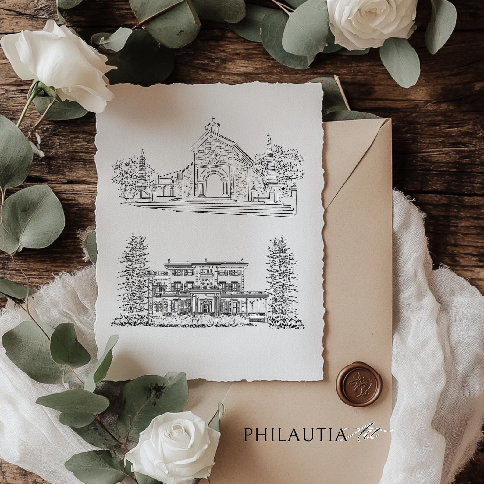 Custom Wedding Venue Illustration, Custom Illustration for Wedding ...