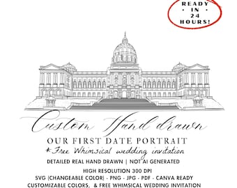 Custom Wedding Venue Illustration, Custom Illustration For Wedding Invitations, Custom Hand Drawn Venue, Custom Drawing