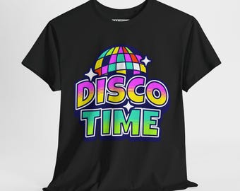Disco Time T-Shirt, Retro 70s Party Tee, Colourful Funky Dance Shirt