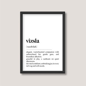 Vizsla | Hunderasse Definition Druck | Minimalistische Schwarz-Weiß-Wand-Kunst | A5 A4 A3 | Ungerahmt