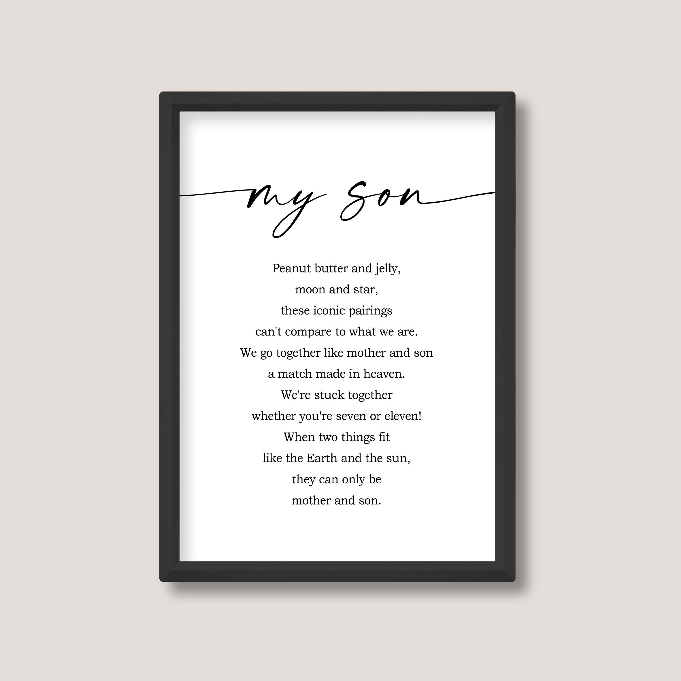 To My Son Poem | Gift From Parent | Heartfelt Meaningful | Minimalist ...