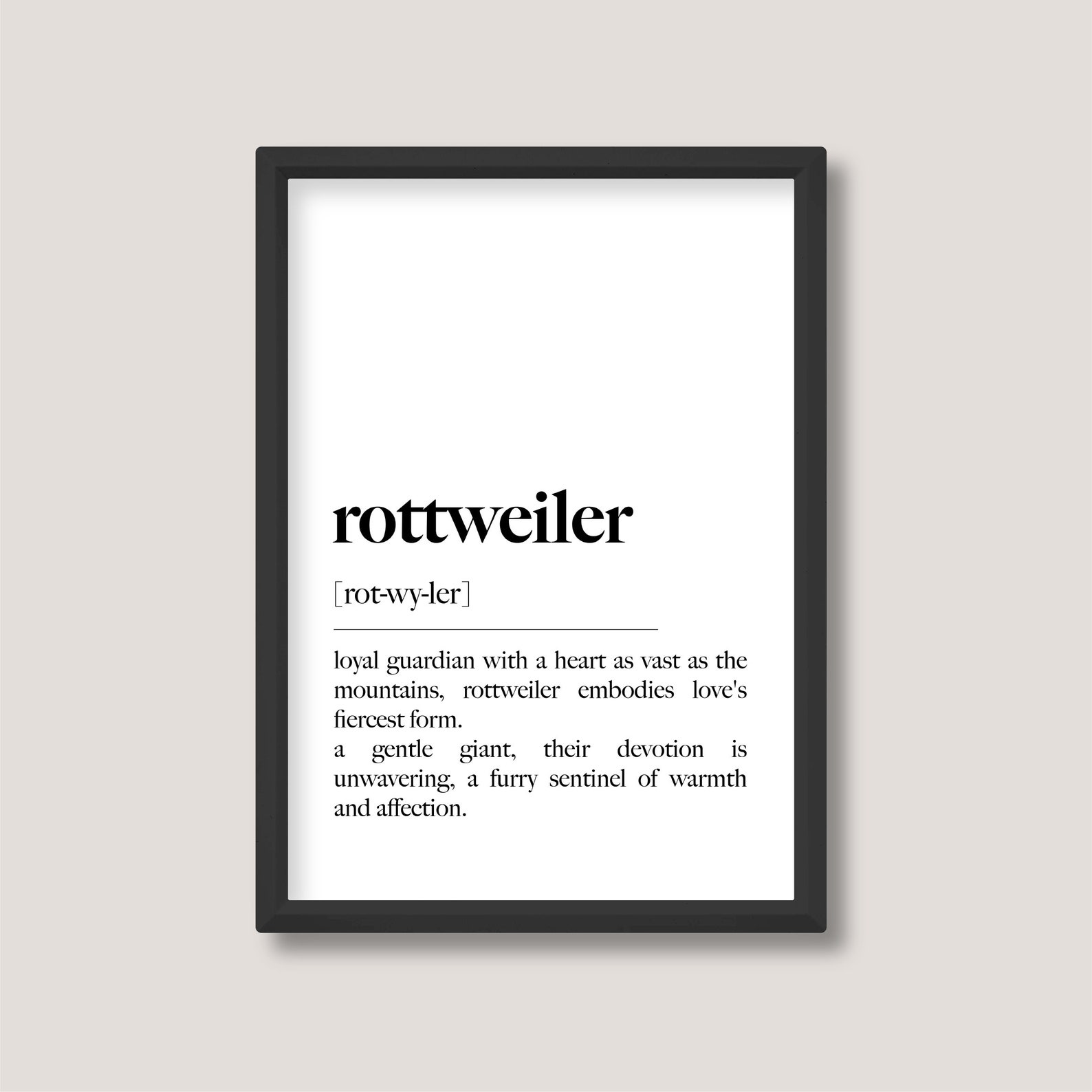 Rottweiler | Dog Breed Definition Print | Minimalist Black and White ...
