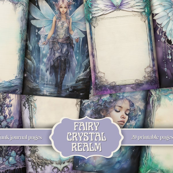Junk Journal Pages “Fairy Crystal Realm" – Fairy Junk Journal Kit, Fantasy Scrapbook Papers, Fairytale Printables, Magic Digital Downloads