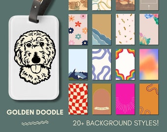 Gouden Doodle bagagelabel - huisdier aangepaste bagagelabel