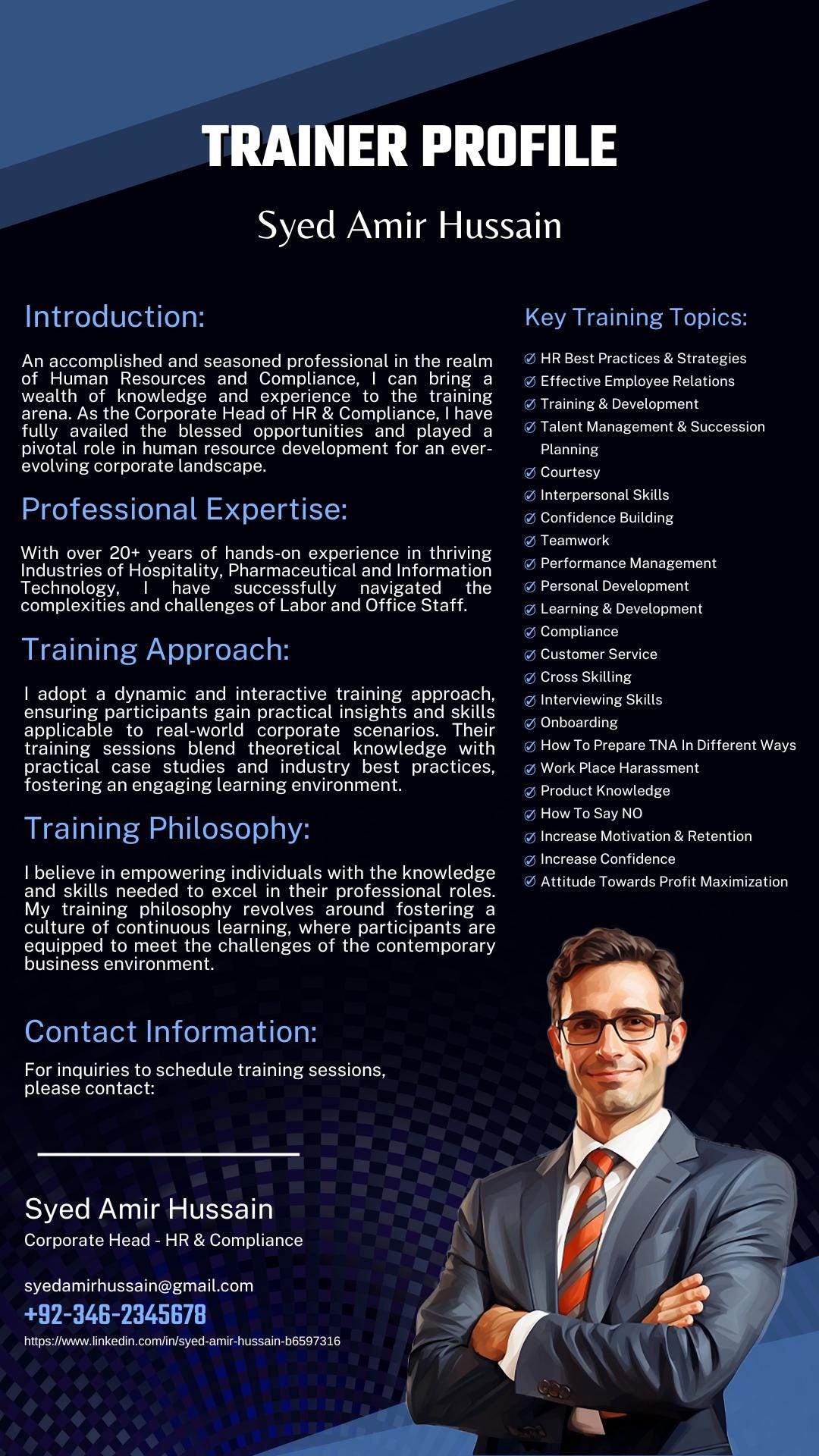 Corporate Trainer Profile | Cv | Editable HR & Compliance Digital ...