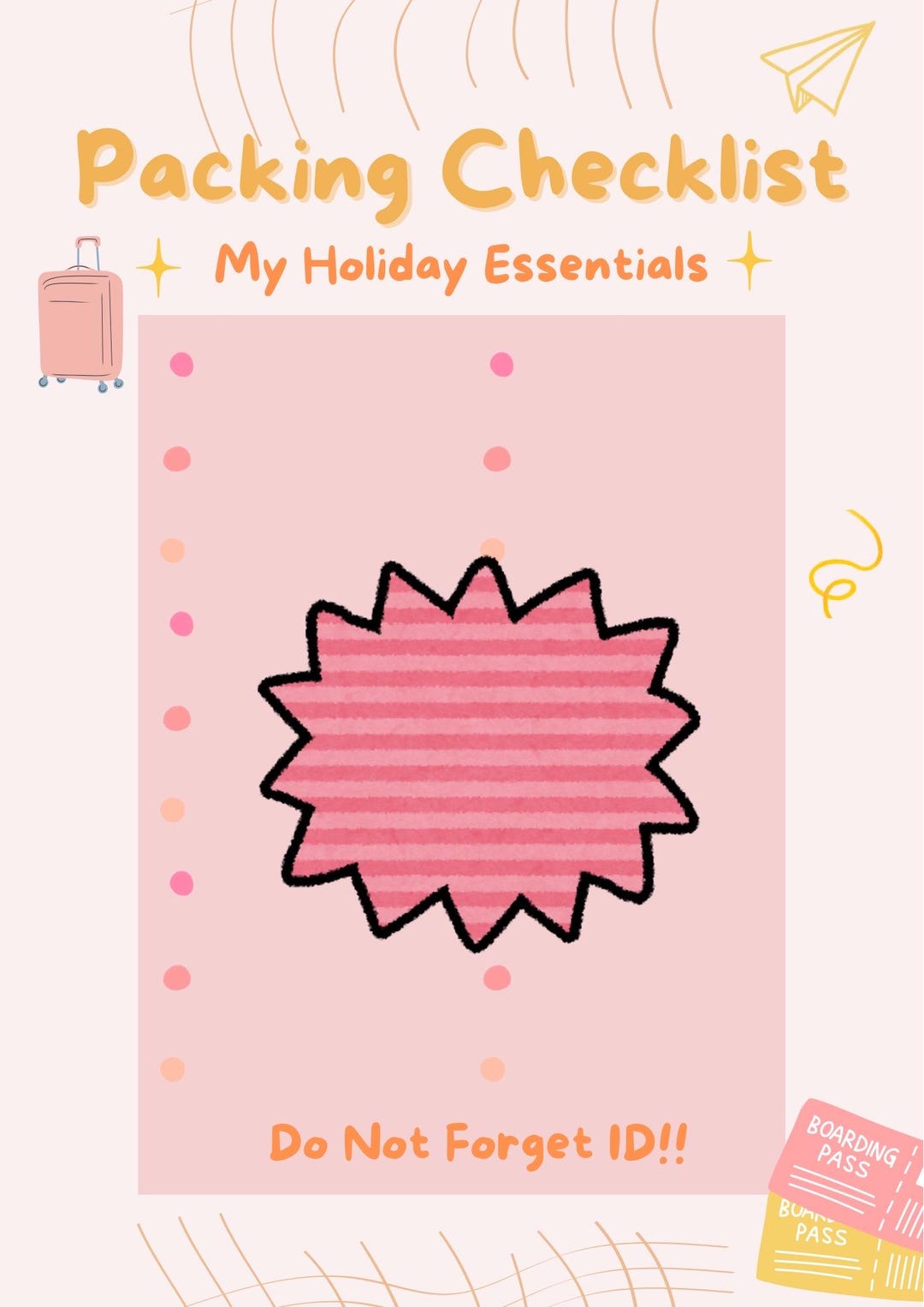 Printable Packing Checklist, Cute Travel Packing List, Holiday ...