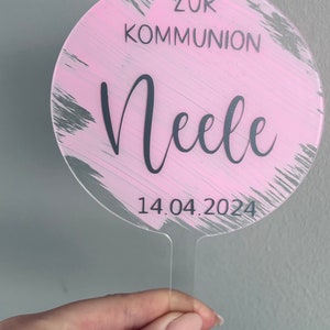 Cake topper Communion 1st Holy Communion Birthday School Enrollment Baby Shower Cake Name Personalized Acrylic Baptism Birth Confirmation image 6