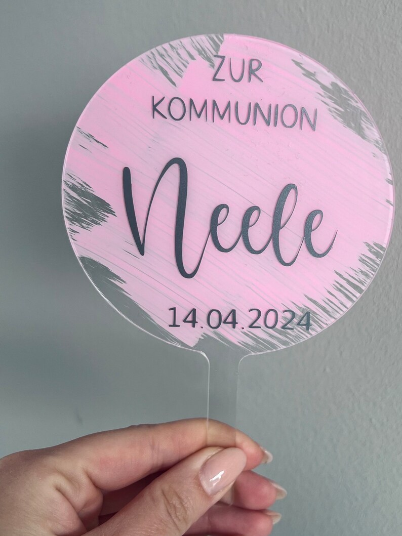 Cake topper Communion 1st Holy Communion Birthday School Enrollment Baby Shower Cake Name Personalized Acrylic Baptism Birth Confirmation image 6