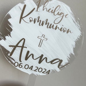 Cake topper Kommunion 1. heilige Kommunion Kommunionskind Kommunionskuchen Kommuniondeko Kuchen Name personalisiert Acryl Bild 6