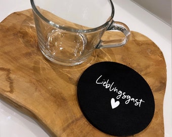 Glass coaster personalized - name - felt - wedding - place cards - gifts under 5 - wedding - drinks - gift idea