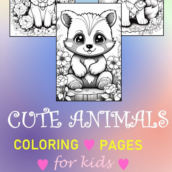 Dibujos para colorear para niños pequeños | Animals digital coloring pages | ilustración para colorear  digital |Tiere malvorlagen malbuch